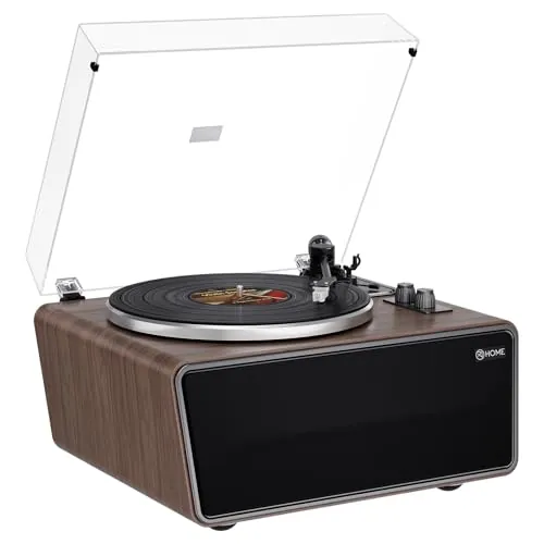 All in One Tocadiscos de Vinilo con 4 Estéreo Altavoces Integrados,Bluetooth HiFi Reproductor de Discos de Vinilo,Preamplificador Phono,Apoyo Salida Digital USB,33/45RPM,Cartucho AT-3600L,AUX/RCA