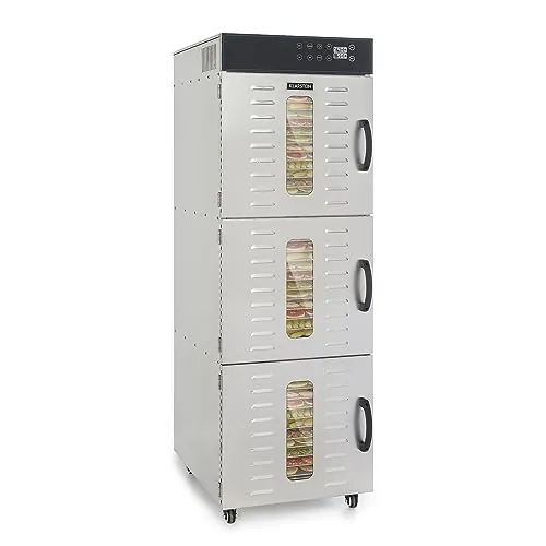 Klarstein Master Jerky 550 Pro Deshidratador de Alimentos Profesional/Hostelería - 36 Niveles, 2400 W, Capacidad 5,47 m², Termostato 30-90 °C, Carcasa de Acero Inoxidable, Plata