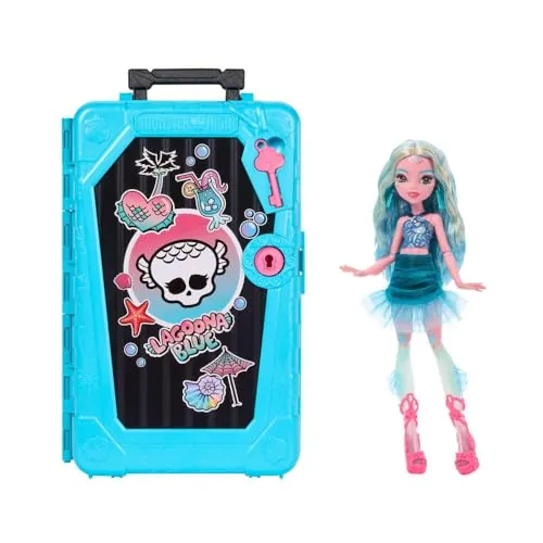Monster High Skulltimate Secrets Lagoona Blue Muñeca | Destino: Gore-geous Oasis Muñeca Monstruo Marino con Maleta y 19+ sorpresas como ropa, JDR51