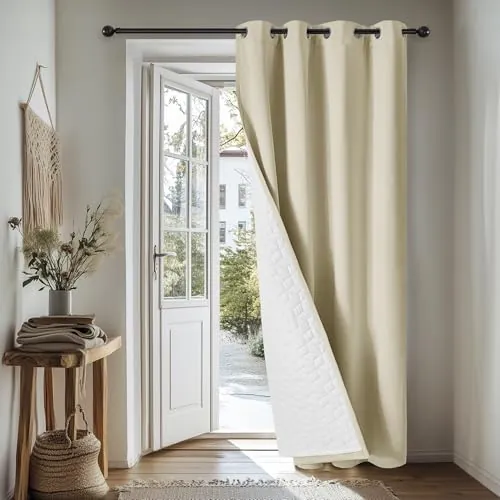 Deconovo Cortinas De Aislamiento Térmico para Dormitorio y Salón, Estilo Moderno con Cortinas con Ojales 1 Pieza 140x260 CM Beige Oscuro