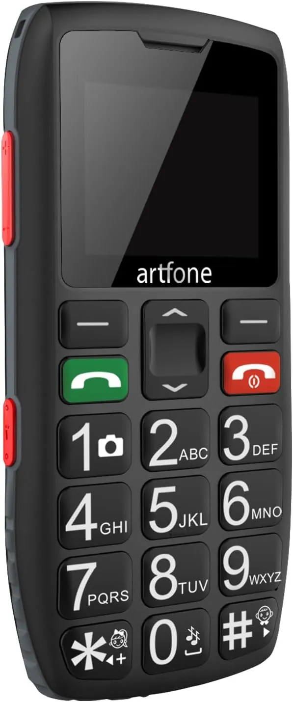 artfone C1 Negro - Teléfono Móvil para Personas Mayores丨Senior Móviles de Teclas Grandes丨Doble SIM丨Llamada Rápida丨Radio丨Botón SOS丨Linterna丨Volumen Alto丨Batería de 1800 mAh丨Bloqueo de teclas丨Bluetooth