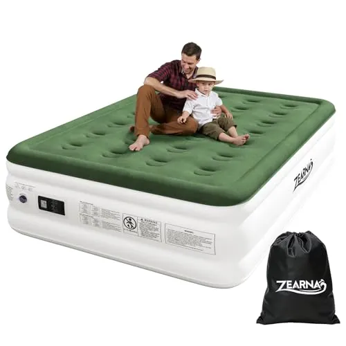 Zearna Colchón Hinchable Matrimonio Colchón Inflable 2 Plazas 191x137x46cm con Bomba Eléctrica Autoinflable Incorporada Tan Solo 3 Minutos para Invitados Uso Doméstico y Camping
