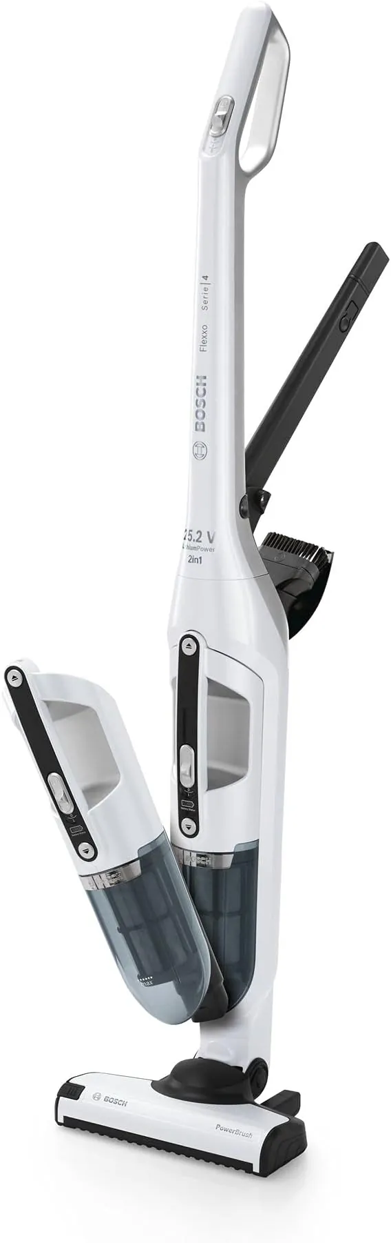 Bosch Flexxo Serie | 4 BBH32551 - Aspirador sin cable y de mano, de 25.2V con accesorios integrados, color blanco