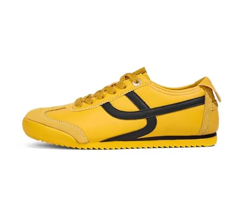 LUCKY STEP Zapatillas Ligeras Retro para Mujer - Diseño de Suela Fina Flexible y Malla Transpirable, Zapatos de Ocio para Caminar por la Ciudad y Hacer Deporte (Amarillo, 7US-37EU-4UK)