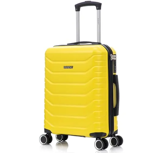 RAYKONG Maleta de Cabina 55x40x20cm Policarbonato (40L) semirígida Trolley pequeño Equipaje de Mano 4 Ruedas giratorios a 360º Cierre numérico (Amarillo)