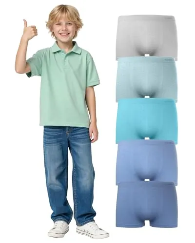 Channo Bóxers Niño sin Costuras: Calzoncillos niños Adolescente Licra Suave Ajuste Ideal Actividades Confort Permanente Pack 5 (Manchitas 12/14)