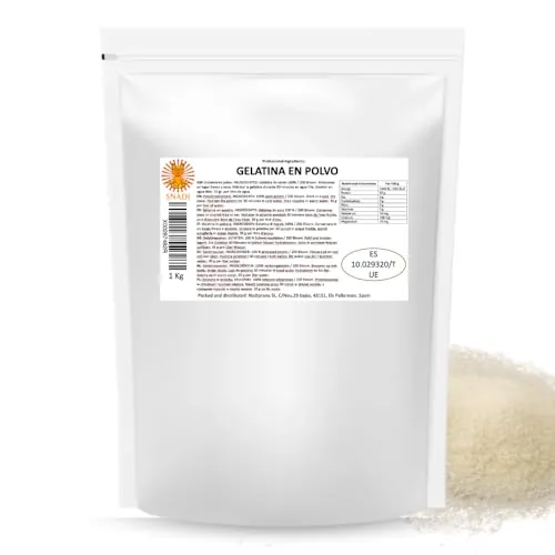 Snadi Gelatina en Polvo | 1 kg | 100% Pura, Sin Sabor y Calidad Profesional | Rica en Aminoácidos Precursores del Colágeno | Repostería, Postres, Geles y Salsas | Fácil de Disolver y Textura Perfecta