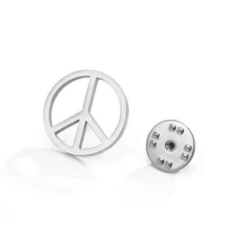 Dreamtimes Pin de solapa de acero inoxidable con símbolo de la paz para mujeres y hombres, idea vintage para hippie, punk y grunge, regalo de San Valentín, M, Aceros inoxidables