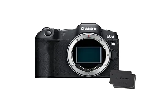 CANON EOS R8 Cámara Mirrorless Body, Cámara Evil Full Frame (24,2 MP) -6.5 EV, Vídeo 4K 60 fps, Dual Pixel CMOS AF II, Pantalla Táctil de Ángulo Variable, Negro - 2X Batería
