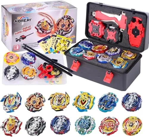 AIBREAY Peonzas Batalla con Lanzador Set, Ideal para Niños 6+ Años