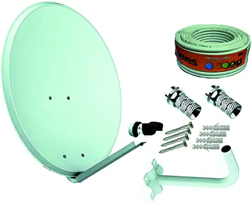Kit Antena PARABOLICA 63cm Marca DAXIS + Soporte Pared + Rollo 20m + LNB Universal
