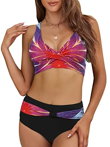 Adigaber Trajes de Baño para Mujer Talle Alto Estampado Conjunto de Baño