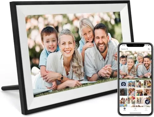 Marco Fotográfico Digital WiFi Anna Bella 10,1 Pulgadas, Marco Electrónico 1280x800 HD, 32GB, Rotación Automática, Pantalla Táctil Inteligente, Configuración Remota Fácil a través de la App AiMOR