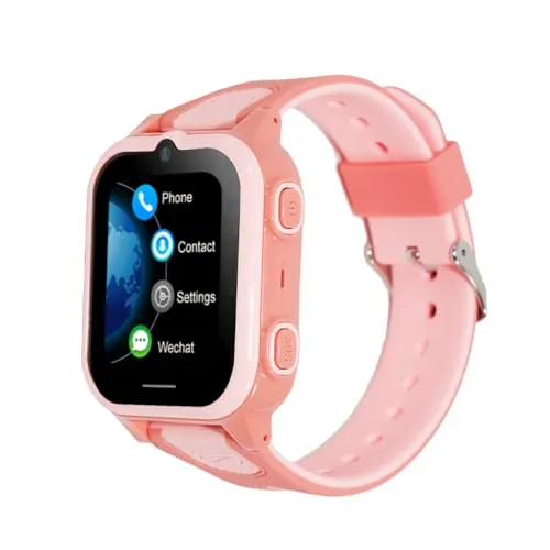 Winnes Reloj Inteligente 4G para niños, posicionamiento GPS, videollamada bidireccional, SOS, Modo Escolar, Resistente al Agua IPX, cámara, Despertador, Regalo para niñas y niños (Pink)