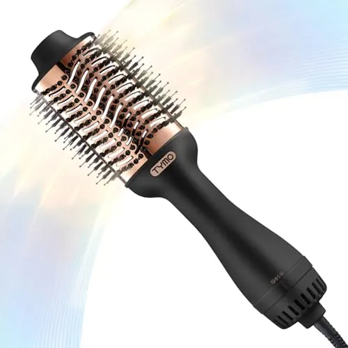 TYMO Cepillo Secador de Pelo - One Step Secador y Voluminizador, Cepillo de Aire Caliente 4 en 1 con Iones para Secado Rápido, Alisar, Rizar, Crear Volumen, 3 Temperaturas, 1200W, Dorado