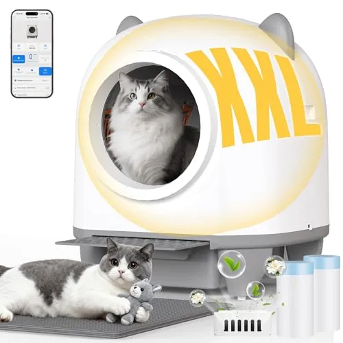 TRIUMPHKEY Arenero Autolimpiable para Gatos, 90L, Ideal para Varios Gatos