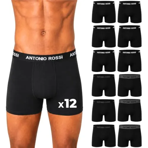 ANTONIO ROSSI paquete de 12 boxers ajustados para hombre - Calzoncillos tipo bóxer para hombre con cintura elástica