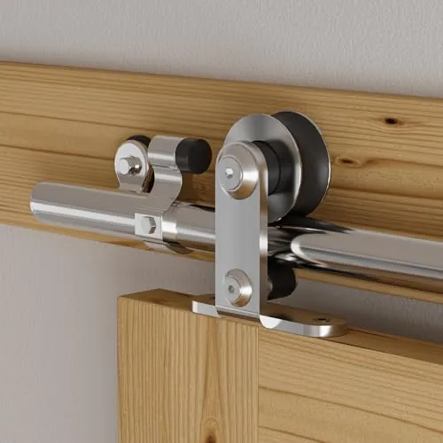 Herrajes Puertas Correderas Inox 122cm Rieles Kit Puerta Corredera Negro para 1 Puerta Corredera Madera 61cm Ancho, Acero Inoxidable T Forma