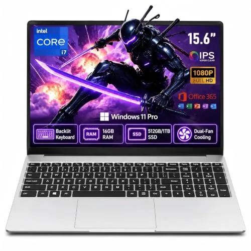 CHIFUYOU Ordenador Portátil 15,6 Pulgadas 16 GB RAM, 512 GB SSD Pc Portátil Procesador i5 6200U (2,3 a 2,8 GHz), Modelo 2026, Teclado Completo Retroiluminado, Pantalla FHD 1920 x 1080p