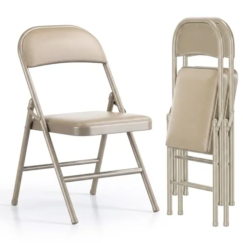 Asdsed Juego de 2 sillas Plegables de hasta 158 kg, Acolchadas, con Marco de Acero Fuerte, sillas Plegables Plegables, para casa, Oficina, jardín, balcón, Fiesta, Caqui
