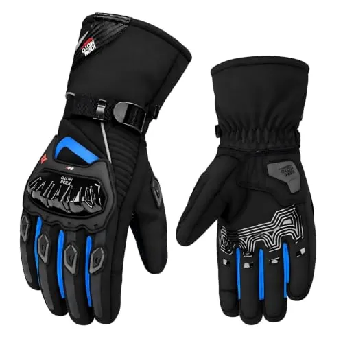 KEMIMOTO Guantes Moto Invierno Impermeables y Cálidos con Pantalla Táctil | Resistente al Agua, Transpirable, Forro Suave, Palma Reforzada Antideslizante y Diseño Ergonómico Para Moto,Todo el Invierno