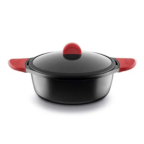 CASTEY - Cacerola Alta de Inducción, 24 cm, Modelo IO24, Aluminio, con Tapa, Revestimiento Antiadherente, Distribuye de Forma Homogénea el Calor, Resistente y Duradera, Libre de PFOA