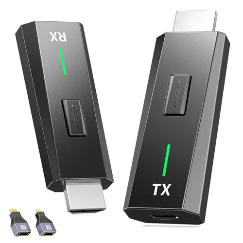 Transmisor y Receptor HDMI Inalámbrico 1080P, Doble Banda 2.4G/5G HDMI Wireless, para Transmisión de Video y Audio Desde PC/Portátil/TV-Box a Monitor/TV/Proyector, Plug and Play