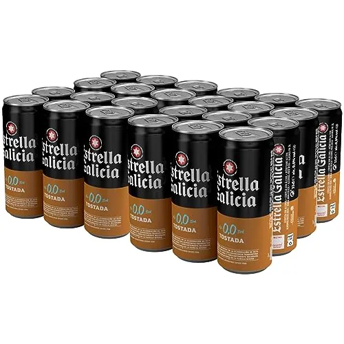 Estrella Galicia 0,0 - Tostada Sin Alcohol, Cerveza, 24 Latas x 33 cl