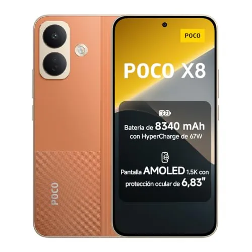 POCO X8, Smartphone 8G+256GB, Naranja, batería de 8340mAh, carga de 67 W