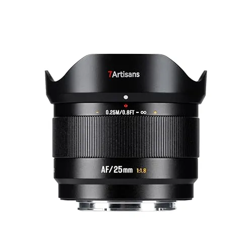7artisans AF 25mm F1,8 APS-C E Objetivo, 180g,Gran Apertura, Objetivo autofoco con reconocimiento Facial/Ocular, Compatible con Sony E monture A6000/A5000/A3000/A6700
