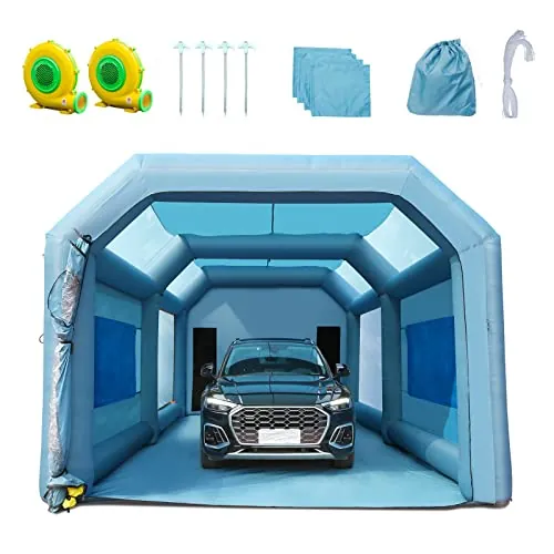 VEVOR Cabina de Pintura Inflable 8 x 4,5 x 3,3 m Carpa Hinchable de Pintura de Coches en Oxford 210D con Sistema de Filtración 2 Sopladores 960W + 750W Estación de Trabajo de Pintura Taller de Garaje