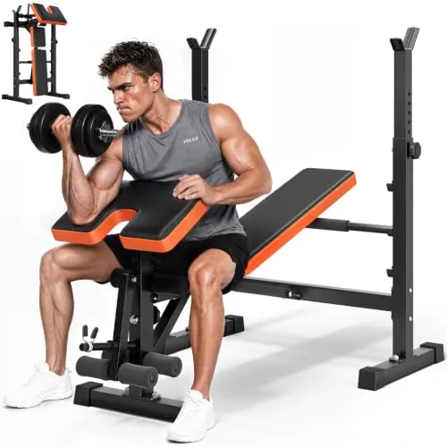 YOLEO Banco de Pesas Ajustable - Banco de musculación plegable para gimnasio en casa, Banco de trabajo de alta resistencia, banco abdominal inclinado/declinado