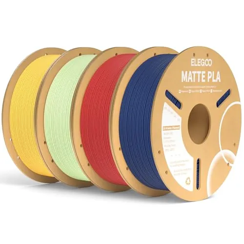 ELEGOO Filamento PLA MATE 1.75 4KG Azul Marino, Rojo Rubí, Verde Menta, Amarillo Sol