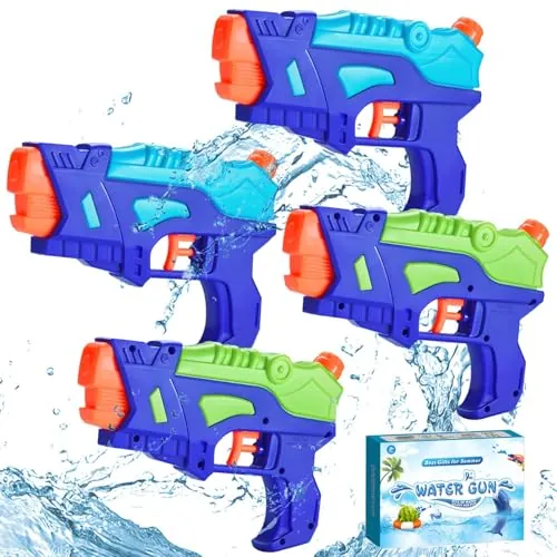Pack de 4 Pistolas de Agua para Niños con Gatillo, para Piscina y Exterior