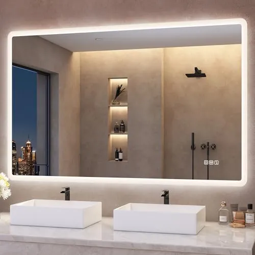 S'bagno - Espejo de baño Iluminado con retroiluminación LED, Altavoz Bluetooth Integrado, deshumidificador e Interruptor (M66 (Bluetooth), 70l x 120an cm)