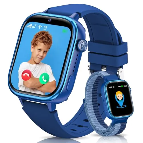 Sanorum Reloj Inteligente Niño con GPS/Videollamada/SOS/Regalo, Azul