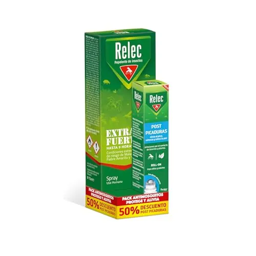 Relec Extra Fuerte Spray Antimosquitos + Roll-on Post-Picaduras Eficaz Contra El Mosquito Tigre, Protección Contra las Picaduras de Mosquitos en Zonas Tropicales y Condiciones Extremas