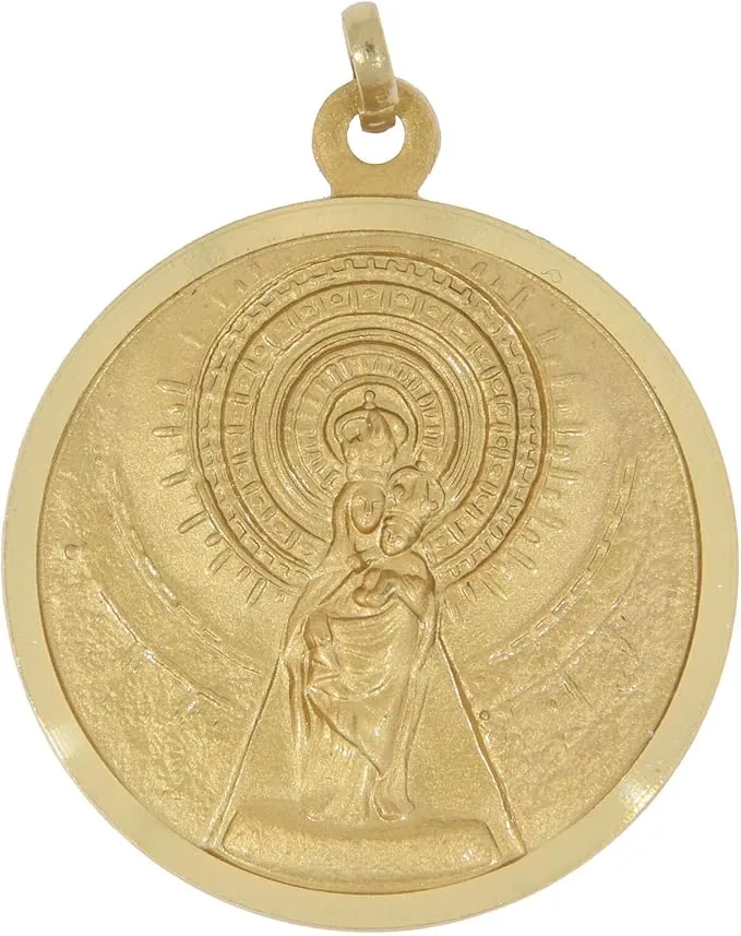 Holyart Medalla 32 mm Virgen del Pilar y Basílica latón Dorado