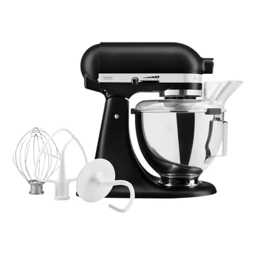 KitchenAid Classic Batidora Amasadora 4.3L, 10 Velocidades con Arranque Suave, Pala, Gancho y Varilla, Acción Planetaria, 59 Puntos de Contacto, Black Matte