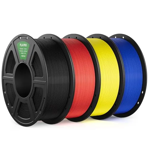 DEEPLEE PLA Pro 1.75 mm, Negro, Rojo, Amarillo y Azul, Kit 4 x 1 kg