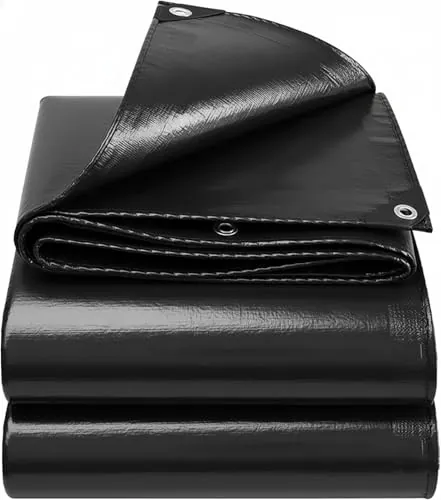 4X6 m Lona Impermeable y Resistente de Polietileno 130 g/m² – Color Negro – Anti-UV y antiheladas – con Ojales metálicos Reforzados – Multiusos para jardín, Camping, Muebles, Coches