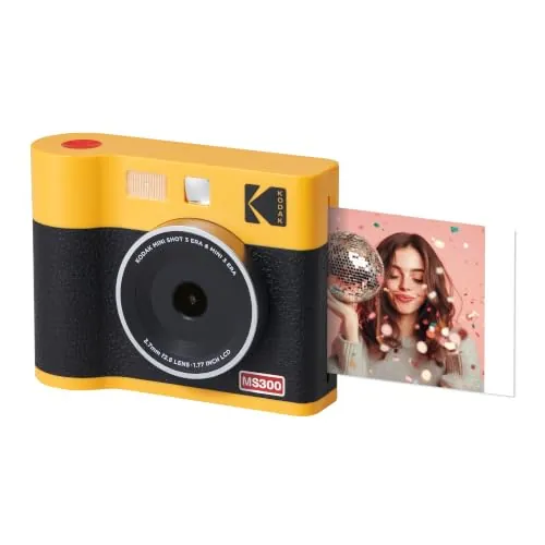 Kodak Mini Shot 3 ERA 4PASS – Appareil Photo Instantané & Imprimante Photo 2-en-1 (3x3) – Design Rétro, Connexion Bluetooth, Photos Haute Qualité Résistantes à l'Eau - Jaune
