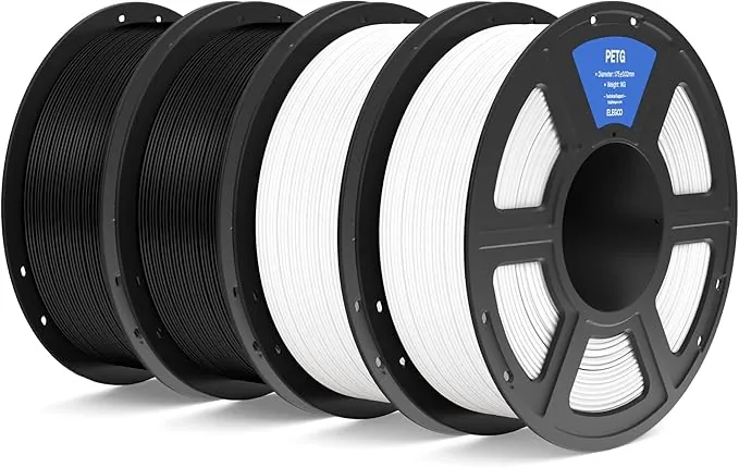 ELEGOO Filamento PETG 1.75 4KG Negro y Blanco, Filamento PETG para Impresora 3D, Precisión Dimensional +/- 0.02mm, Carrete Filamento 3D, para Mayoría Impresoras 3D