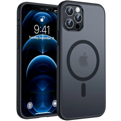 TOCOL Magnética Funda para iPhone 12, iPhone 12 Pro, Titanio Negro