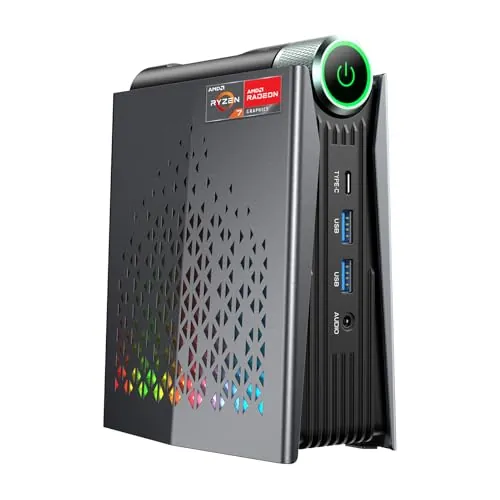 ACEMAGICIAN AMD Ryzen 7 H255 (hasta 4,9 GHz) Mini PC, 16 GB DDR5 512GB SSD | AMD Radeon 780M Mini Ordenador de Sobremesa, Luces RGB, 3 Modos Ajustables, Triple Pantalla 4K, WiFi 6E, BT5.2, LAN 2.5G