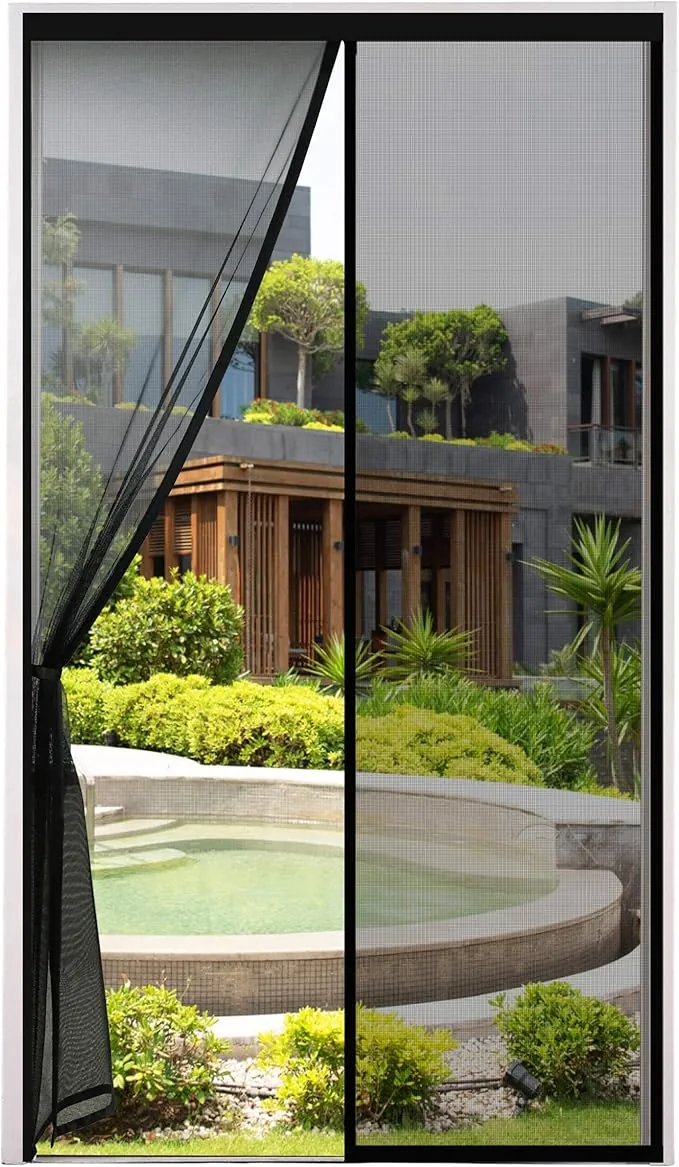 ENGROSAR Mosquitera Puerta Magnetica Protección Contra Insectos,85x210CM Cortina Puerta Exterior de Balcón/Patio,Mosquitera Puerta Se Cierra Automáticamente,Fácil Instalación sin Taladrar (Negro)