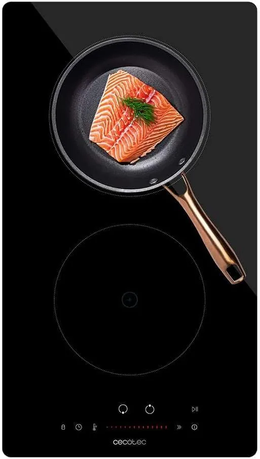 Cecotec Placa de Inducción 2 Fuegos Bolero Squad I 2100 Potencia Máx 3500W en 9 niveles, Programa el Tiempo, Sistema Keep warm, Control Táctil, Control Seguridad niños, Detector de Sartenes