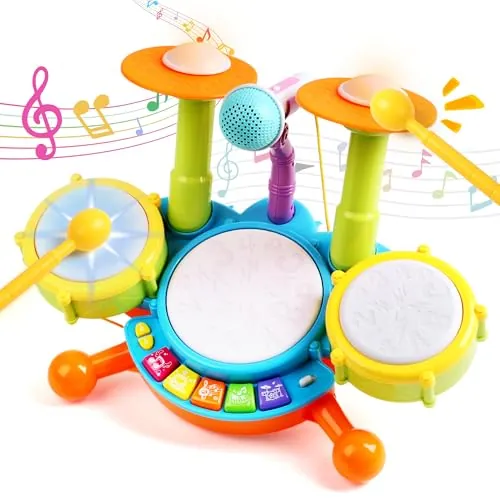 Batería Musical Infantil - Tambor e Instrumentos Musicales Bebés 1 2 3 Años