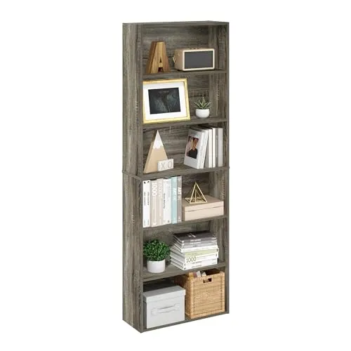 Furinno Jaya Simply Home Librería Abierta de Almacenamiento de 6 Niveles, Roble Francés