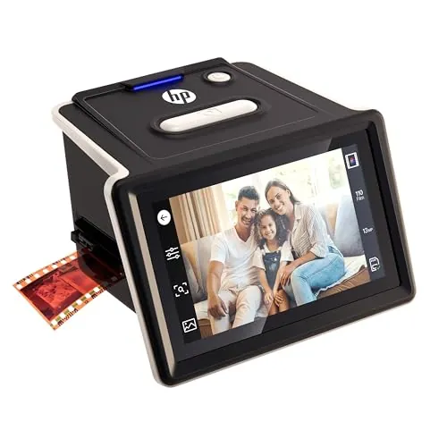 HP FilmScan - Digitalizador y escáner de película y Diapositivas con Pantalla LCD táctil de 5”, Convierte rápidamente Negativos y Diapositivas de 135, 126 y 110 a Fotos Digitales JPEG de 22MP